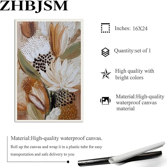 Textured Floral Wall Art Set of 2 Modern Boho Exotic Protea Flowers Impasto Brushstroke Earthy Neutral Tones for Home Living Room Bedroom Kitchen Warm Rustic Interior Decor Accent 16x24 Inch Unframed