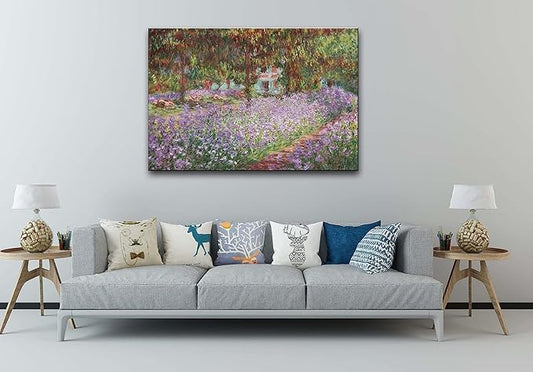 Irises in Monet's Garden, 1900 by Claude Monet - Large Canvas Art Wall Decor Painting Print Framed -16" x 24"