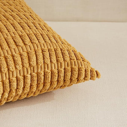 Fancy Homi 4 Packs Decorative Throw Pillow Covers for Living Room Couch Bed, Modern Farmhouse Boho Home Décor Accent Cushion Case, 24" x 14", Mustard Yellow