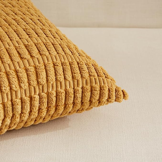 Fancy Homi 4 Packs Decorative Throw Pillow Covers for Living Room Couch Bed, Modern Farmhouse Boho Home Décor Accent Cushion Case, 24" x 12", Mustard Yellow