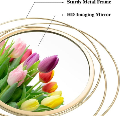 3 Set. Round Mirrors for Wall Decor Living Room Bedroom Bathroom Dining Room Metal Circle Mirror Set Boho Decorative Sunburst Wall Art Accent Entryway - Gold 9.5 in.