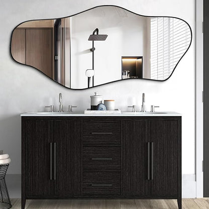 Irregular Mirror, 59"x25.5" Asymmetrical Full Length Mirrors, Large Abstract Frameless Mirror Decorative, Unique Shaped Mirrors for Living Room Bathroom Bedroom Hallway Entryway Fireplace