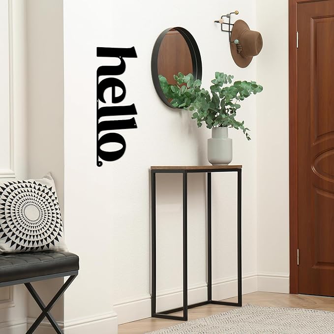 Vineland Metal Wall Art, Large Black Hello Sign Sculpture, 23.6 x 7.6 Inches, Minimalist Design, Indoor&Outdoor Hanging Decor, Matte Finish