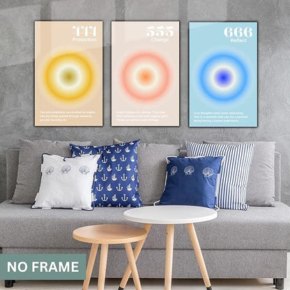 Gradient Aura Angel Numbers Poster Sets for Room Aesthetic Inspirational Quotes Wall Art Paintings Abstract Minimalist Room Wall Decor - 11x17in LAMINATED - No Frame (Angel Numbers 444, 555, 666)