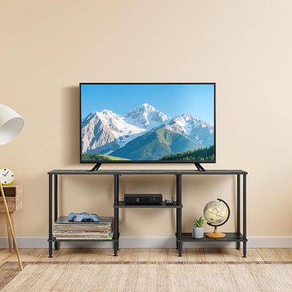 50 Inch TV Stand for Bedroom Dark Grey Entertainment Center with Storage 3 Tier TV Consoles for Living Room TV Media Console Table Cabinet with Open Storage Shelves for 50 43 40 32 Inch TV