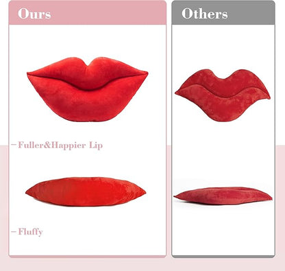 AELS 3D Lips Throw Pillows Smooth Soft Velvet Decorative Throw Pillows Love Pillows Cute Pillow 20 X 11 inches for Couch Sofa Bed Living Room Bedroom, Red