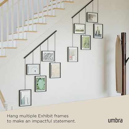 Umbra Exhibit Picture Frame Gallery Set, Adjustable Wall Collage Displays Five Photos (Two 4x6" and Three 5x7"), Set of 5, Black