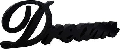 CVHOMEDECO. Matt Black Wooden Words Sign Free Standing "Dream" Desk/Table/Shelf/Home Wall/Office Decoration Art, 14 x 4-1/4 x 1 Inch