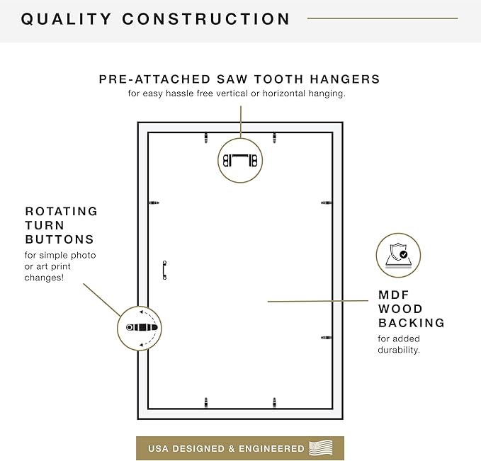MCS Studio Gallery 19.75x27.5 Poster Frame Grey Woodgrain Engineered Wood, Vertical & Horizontal Wall Hanging Large Picture Frame for Photos, Posters & Art Prints (1-Pack)