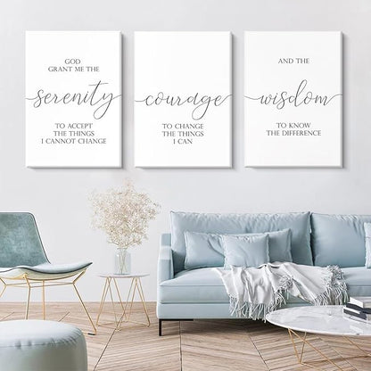 Serenity Prayer Wall Art Decor Bible Verse Wall Art God Grant Me the Serenity Wall Decor Scripture Wall Art Prints Christian Quotes Canvas Picture for Living Room Bedroom 16x24x3 Inch Ready to Hang