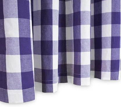 3 Pieces Tier Curtains and Valance Set Buffalo Check Kitchen Tiers Plaid Gingham Grommet Top Classic Short Small Cafe Curtains Country Farmhouse Cafe Bathroom 54"x18"/32"x24" Purple & White