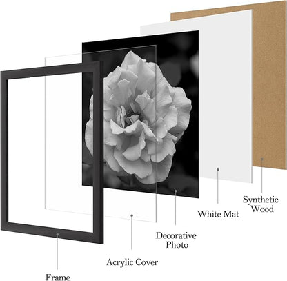 eletecpro 12x12 Picture Frames Set of 9 with 12x12 inches Mat, No Opening Free Size Mat for Multi-size Photos, Square Gallery Wall Decor, Black Collage Frame Set for Wall Hanging