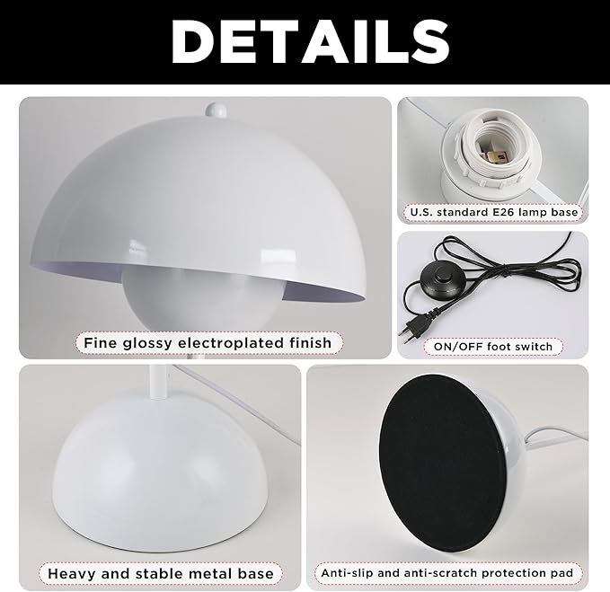 COSYLUX Modern Floor Lamp for Living Room, Industrial Tall Standing Lamp for Bedroom, Metal Shade Reflecting Light Reading Floor Lamp for Office, Nursery Room, Corner(Glossy White)