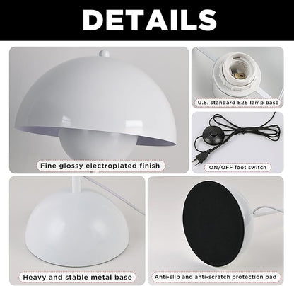 COSYLUX Modern Floor Lamp for Living Room, Industrial Tall Standing Lamp for Bedroom, Metal Shade Reflecting Light Reading Floor Lamp for Office, Nursery Room, Corner(Glossy White)