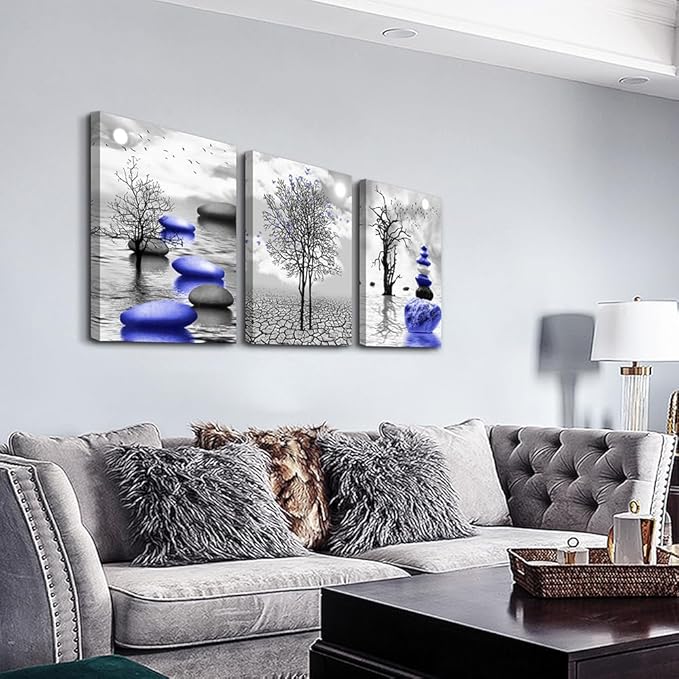 TTHYUEWS Canvas Wall Art - Modern Decor for Living Room, Bedroom & Office - Abstract Black & White Prints, 3 Piece Stretched and Framed