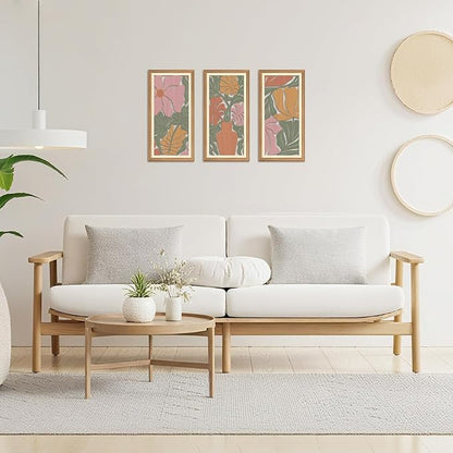 IARTTOP 3 Pcs Boho Flower Market Wall Decor Floral Botanical Modern Wood Wall Art Bohemian Floral Hanging Decor Abstract Minimalist Wooden Art for Living Room Bedroom Office 7.9 x15.8 Inch