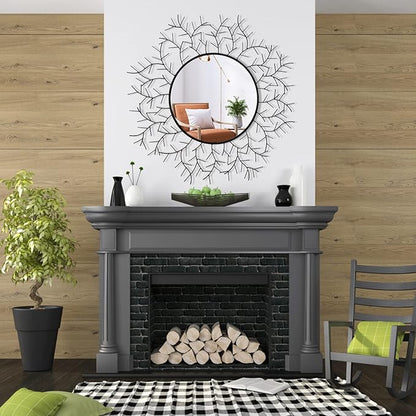 POZINO Round Wall Mirror, 30 Inch Circle Mirrors for Wall Decor, Black Metal Framed Accent Mirrors for Living Room Bedroom Entryway