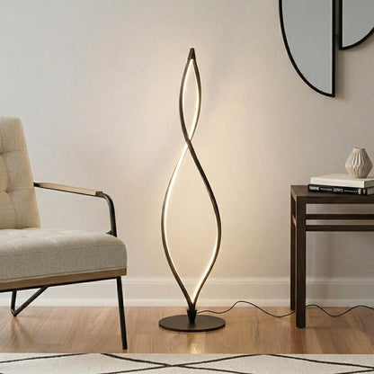 Brightech Twist Floor Lamp, Bright Tall Lamp for Offices, Modern LED Spiral Lamp for Living Rooms, Dimmable Standing Lamp with Sturdy Base for Bedroom Reading, Great Living Room Decor - Black