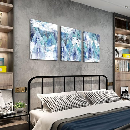 Abstract Canvas Wall Art For Living Room Family Wall Decor For Bedroom Modern Wall Decorations For Bathroom Hang Pictures Artwork Kitchen Canvas Art Blue Tree Wall Paintings Home Decoration 3 Piece
