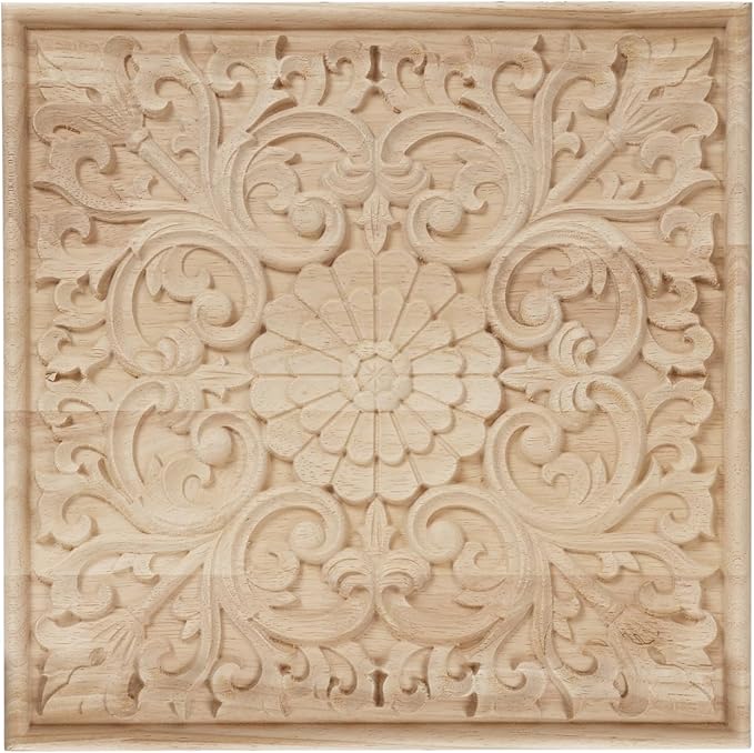 NAHARO Modern Hand Carved Wooden Wall Art – Square Wood Sculpture Decor, Boho Rustic Home Decor for Living Room, Bedroom, Entryway