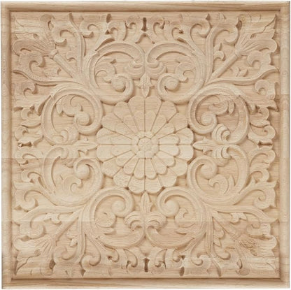 NAHARO Modern Hand Carved Wooden Wall Art – Square Wood Sculpture Decor, Boho Rustic Home Decor for Living Room, Bedroom, Entryway