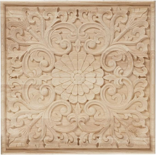 NAHARO Modern Hand Carved Wooden Wall Art – Square Wood Sculpture Decor, Boho Rustic Home Decor for Living Room, Bedroom, Entryway