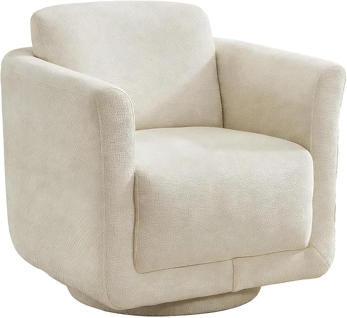 Swivel Accent Chair, 360° Chenille Barrel Swivel Chair for Living Room, Reading Nook Chair for Bedroom Small Spaces, Fully Assembled, Cream