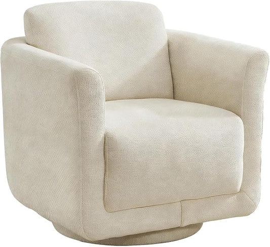Swivel Accent Chair, 360° Chenille Barrel Swivel Chair for Living Room, Reading Nook Chair for Bedroom Small Spaces, Fully Assembled, Cream