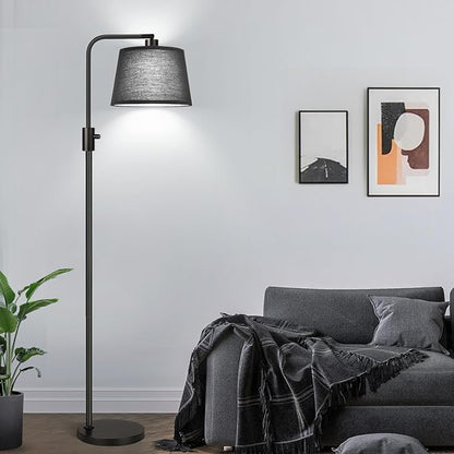 Nintiue [Upgraded] Dimmable Floor Lamp, 1000 Lumens LED Edison Bulb Included, Black Shade, Modern Arc Standing Tall Floor Lamp for Living Room Bedroom Office Dining Room