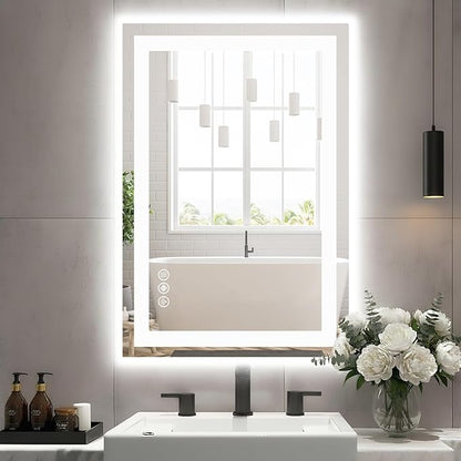 Sweetcrispy 24"x36" Smart Anti-Fog LED Bathroom Mirror with Lights and Front Light & Backlit, 3 Color Temperatures, Dimmable, Memory Function, Rectangle Modern Vanity Mirror