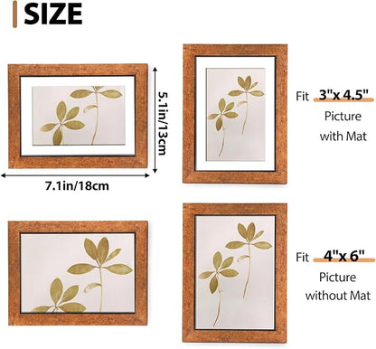 Fixwal 4x6 Picture Frame Set of 5, Vintage Photo Frame, Rustic Retro Picture Frame with Tempered Glass, Decorative Art on Walls and Tabletop Placement