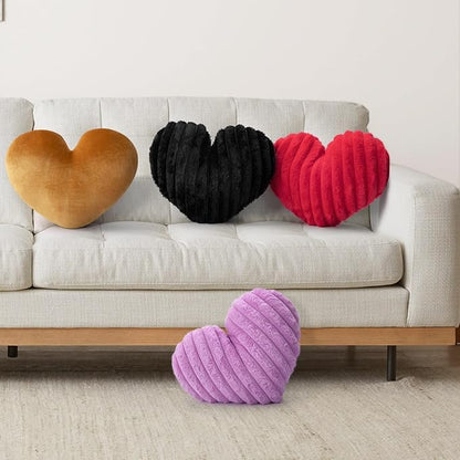 16 Inch Lavender Heart Pillow Valentine Soft Decorative Throw Pillows, Heart Shaped Fluffy Faux Fur Pillows Cushions for Couch Chair Bed Bedroom Room Home Decor Aesthetic (1, Lavender, Medium-16"x13")