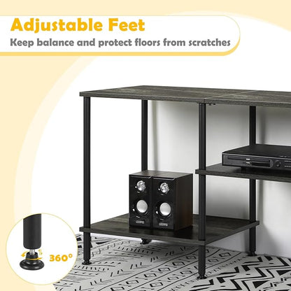 50 Inch TV Stand for Bedroom Dark Grey Entertainment Center with Storage 3 Tier TV Consoles for Living Room TV Media Console Table Cabinet with Open Storage Shelves for 50 43 40 32 Inch TV