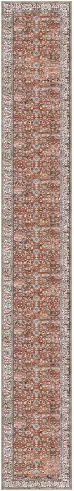 KUTA Extra Long Runner Rug for Hallway 2.6x20ft, Vintage Washable Kitchen Rugs, Red Clay Non-Slip Stair Runners Indoor Soft Printed Vintage Carpet for Bedroom Living Room Nursery