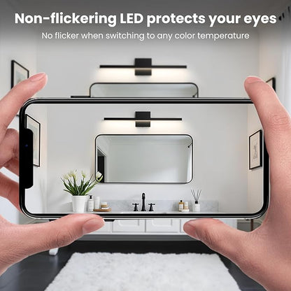 Epinl Modern Vanity Light Fixtures 24 Inch, 18W Dimmable 5CCT Black Bar Vanity Light Over Mirror, LED Bath Lighting Fixture for Bathroom Mirror Cabinets Bedroom-ETL Certificated