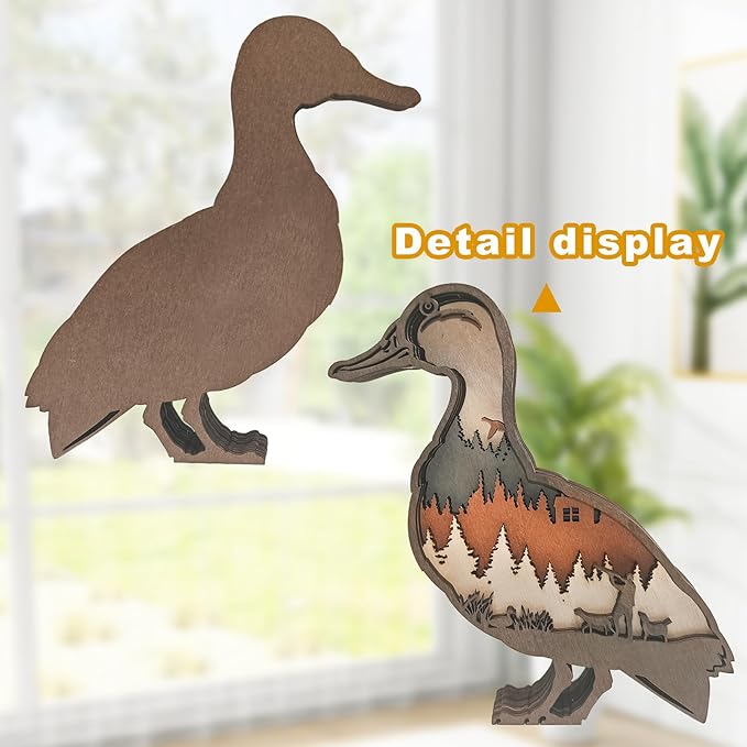 Laozai Wooden Forest Animals Duck Decor Cabin Rustic Decor Wall Decorations Mountain decor for Bedroom Living Room Table Decorative