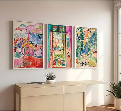 Henri Matisse Wall Art Prints Aesthetic Canvas Matisse Wall Decor Painting Colorful Matisse Wall Art Poster Boho Abstract Matisse Picture Artwork for Bedroom Living Room 24x36 Inch Unframed Set of 3