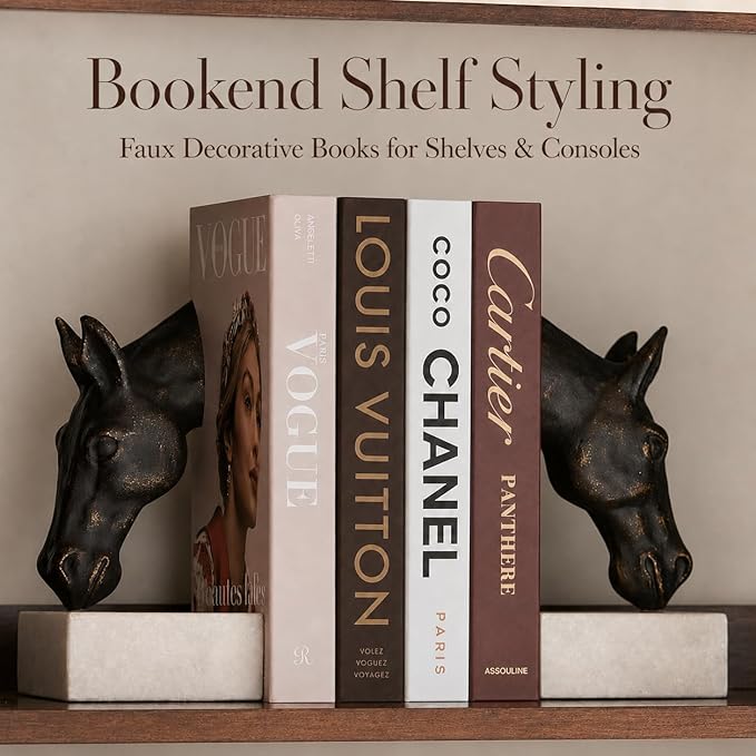 PROBENEX Luxe Large 4 Pcs Faux Decorative Books Set | Not Real Books, Cardboard Foldable Photography Props | Modern Coffee Table, Minimalist Home Room Decor, Home Staging, Magazine-Ready, Editorial