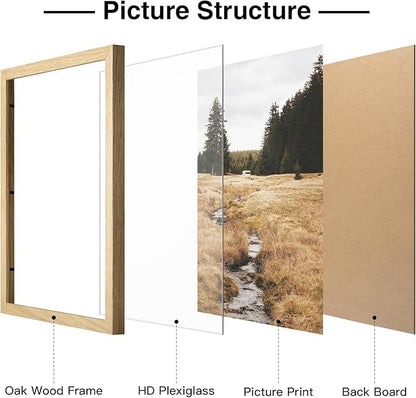Yaetm Minimalist 20x28 Oak Wood Frame for Poster, Natural Solid Wood 20x28 Picture Frame Set of 3, Lightweight, Wall Decor for Office, Gallery & Home (3 Pack, Oak)