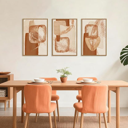 Celestdeco Large Neutral Abstract Orange Framed Canvas Wall Art Set,Modern Minimalist Block Wall Decor,Boho Beige Brown Geometric Artwork for Living Room,Bedroom,Dining Room,Office-16 x24 x3