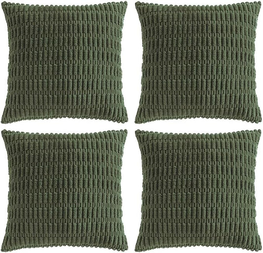 Fancy Homi 4 Packs Decorative Throw Pillow Covers for Living Room Couch Bed, Modern Farmhouse Boho Home Décor Accent Cushion Case, 24" x 24", Olive Green