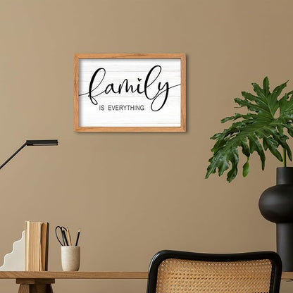 AuraPeak Family Is Everything Wall Decor Rustic Dining Room Sign for Horizontal Home Living Room Entryway Hallway Wood Hanging Plaque Wall Art Decoration (Wood 16"×10")