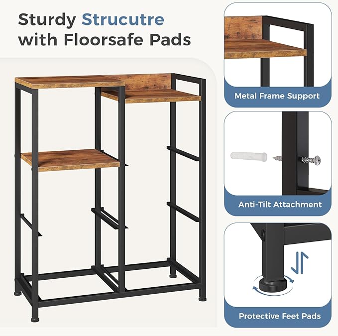 DUMOS TV Stands for Bedroom with 5 Drawers, 5-Drawer Chest of Drawers with Raised Shelf, Storage Tower with Fabric Bins for Closet Organization, Hallway Storage, Tank