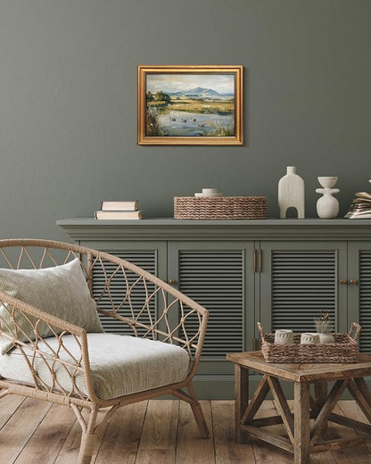 Bzstyleart Vintage Wall Art Decor for Living Room, Gold Framed Canvas Wall Art Home Decor Aesthetic, Ducks Pond Landscape Prints, Canvas Picture Print Artwork, 12 x 16 Inch