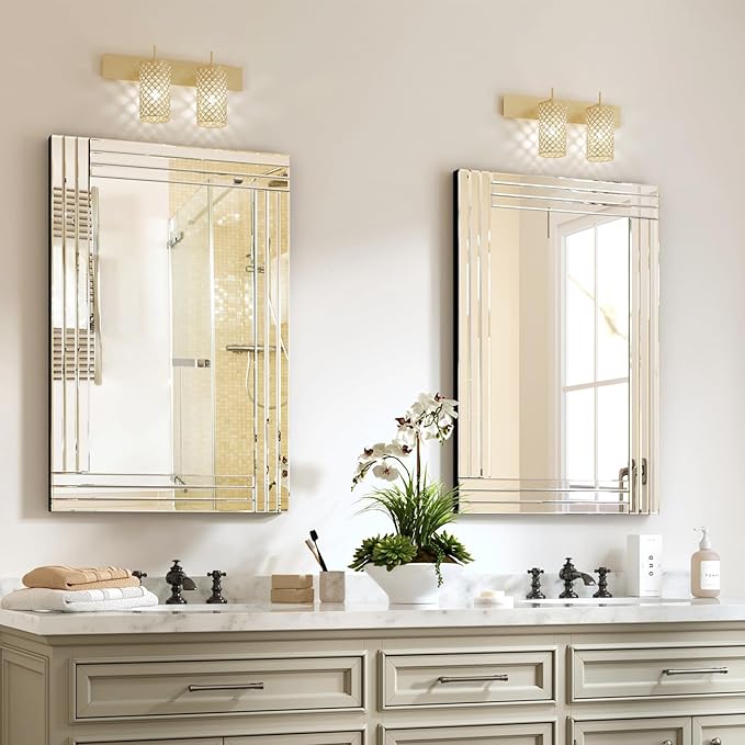 Decorative Accent Mirror-28 x20 Sliver Rectangle Wall Mirrors, Art Mirror for Wall with Glass Frame for Living Room, Dining Room, Bedroom, Bathroom and Entryway