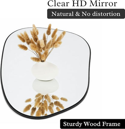 PERFNIQUE Irregular Wall Mirror Asymmetrical Mirror, 16''x12'' Black Mirror for Bathroom Bedroom Living Room Entryway, Decorative Modern Wall Decor, Wall Mounted (Black, 16''x12'')