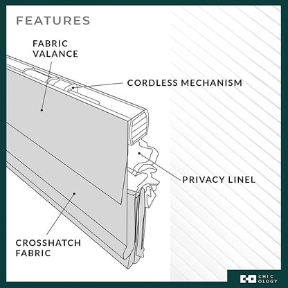 CHICOLOGY Cordless Roman Shade, Light Filtering Privacy Liner, Textured Belgian Flax Fabric, True-to-Size 24" W x 64" H, Inside/Outside/Ceiling Mount Window Treatment for Living Room Bedroom
