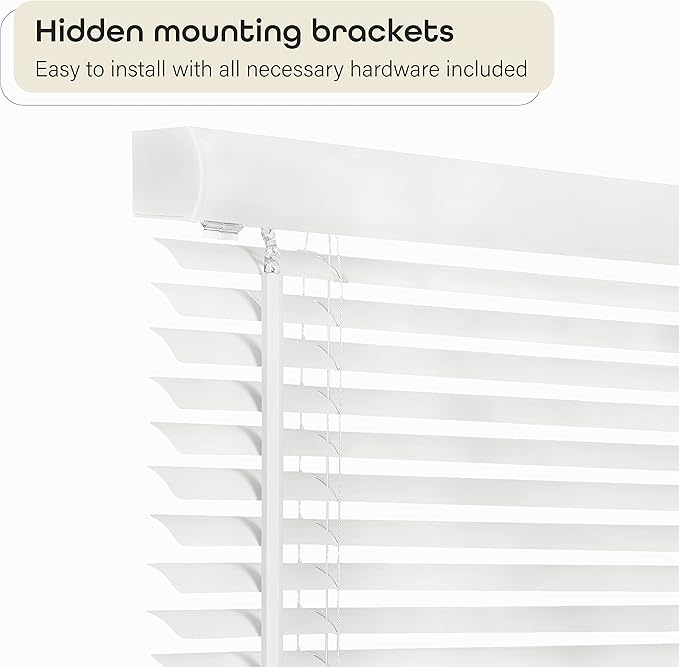 Cordless Light Filtering Mini Blind - 29 Inch Width, 48 Inch Length, 1" Slat Size - Pearl White - Cordless GII Morningstar Horizontal Windows Blinds for Interior by Achim Home Decor