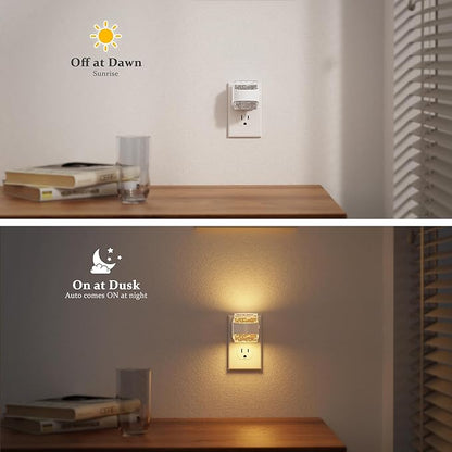 JandCase LED Night Light, Bubble Night Lights Plug into Wall, [2 Pack] Night Light 3000K/4000K/5000K & 3 Brightness Levels, Dimmable Nightlight with Dusk to Dawn Sensor for Bathroom Hallway Bedroom