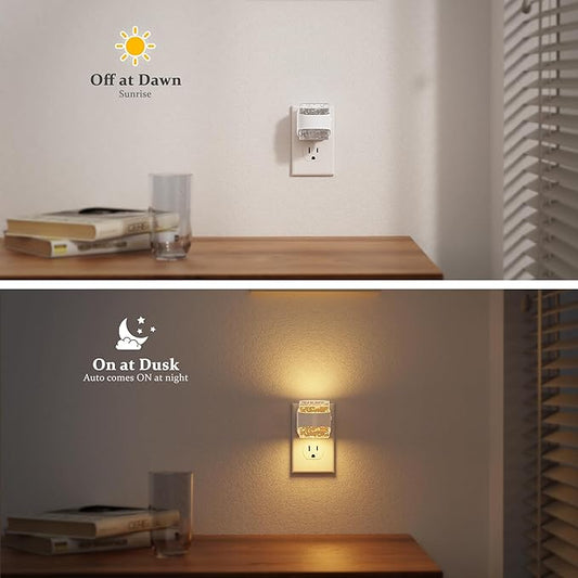 JandCase LED Night Light, Bubble Night Lights Plug into Wall, [2 Pack] Night Light 3000K/4000K/5000K & 3 Brightness Levels, Dimmable Nightlight with Dusk to Dawn Sensor for Bathroom Hallway Bedroom